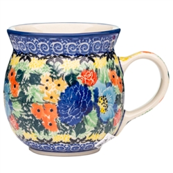 Polish Pottery 6 oz. Bubble Mug. Hand made in Poland. Pattern U4683 designed by Teresa Liana.