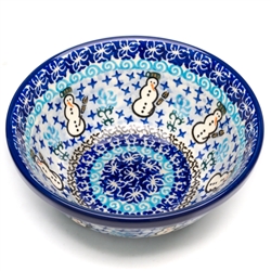 Polish Pottery 7" Nesting Kitchen Bowl. Hand made in Poland. Pattern U1634 designed by Barbara Makiela.