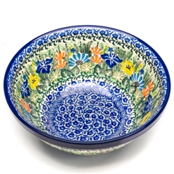 Polish Pottery 7" Nesting Kitchen Bowl. Hand made in Poland. Pattern U2202 designed by Maria Starzyk.