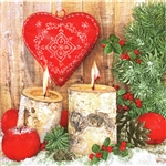 Polish Luncheon Napkins (package of 20) - "Warm Hearted Christmas". Three ply napkins with water based paints used in the printing process.