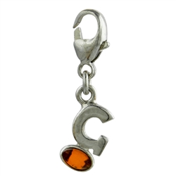 Sterling Silver And Amber Letter G Charm . Size is approx 1" x .25".