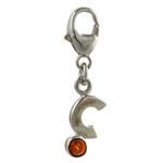 Sterling Silver And Amber Letter C Charm . Size is approx 1" x .25".