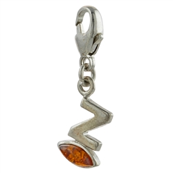 Sterling Silver And Amber Letter Z Charm . Size is approx 1" x .25".