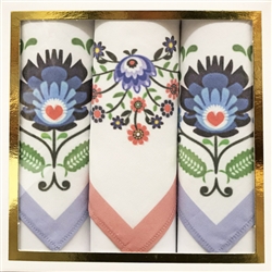 Polish Floral Handkerchiefs Papercut Motif IV - Box Set of 3