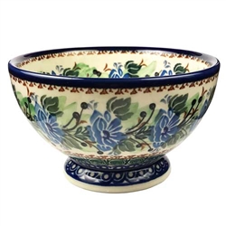 Polish Pottery 6" Footed Cereal Bowl. Hand made in Poland. Pattern U1707 designed by Krystyna Deptula.