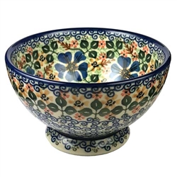 Polish Pottery 6" Footed Cereal Bowl. Hand made in Poland. Pattern U1698 designed by Jolanta Okraska.