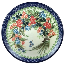 Polish Pottery 6" Bread & Butter Plate. Hand made in Poland. Pattern U3195 designed by Barbara Fidelus.