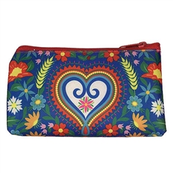 Darling little purse decorated with a Polish mountain floral design. 100% polyester and plastic lined. Made in Poland.