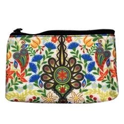 Darling little purse decorated with a Polish mountain floral design. 100% polyester and plastic lined. Made in Poland.