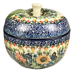 Polish Pottery 5" Apple Baker. Hand made in Poland. Pattern U3727 designed by Teresa Liana.