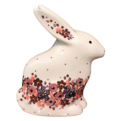 Polish Pottery 5" Rabbit Figurine. Hand made in Poland. Pattern U4650 designed by Teresa Liana.