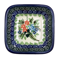 Polish Pottery 3" Condiment Dish. Hand made in Poland. Pattern U3195 designed by Barbara Fidelus.