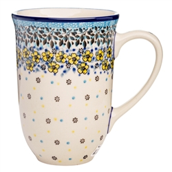 Polish Pottery 17 oz. Bistro Mug. Hand made in Poland. Pattern U4764 designed by Teresa Liana.