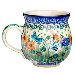 Polish Pottery 11 oz. Bubble Mug. Hand made in Poland. Pattern U3353 designed by Teresa Liana.