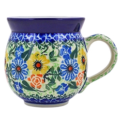 Polish Pottery 11 oz. Bubble Mug. Hand made in Poland. Pattern U2129 designed by Barbara Makiela.