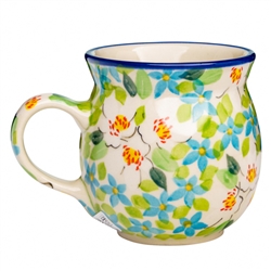 Polish Pottery 6 oz. Bubble Mug. Hand made in Poland. Pattern U4902 designed by Teresa Liana.