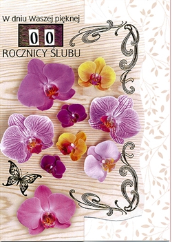 Greeting Card for Anniversary. There is a slot on the front of this beautiful card that you can adjust to the year!