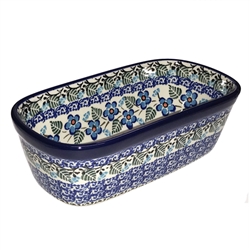 Polish Pottery 7" Loaf Pan. Hand made in Poland and artist initialed.