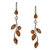 Honey Amber Leaves Earrings. Size Approx 2" x .5".
Amber is soft, only slightly harder than talc, and should be treated with care.