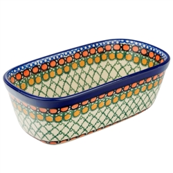 Polish Pottery 7" Loaf Pan. Hand made in Poland. Pattern U81 designed by Teresa Liana.