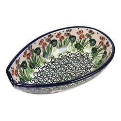 Polish Pottery 5" Spoon Rest. Hand made in Poland. Pattern U4836 designed by Teresa Liana.