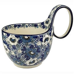 Polish Pottery 14 oz. Soup Bowl with Handle. Hand made in Poland. Pattern U4824 designed by Maria Starzyk.