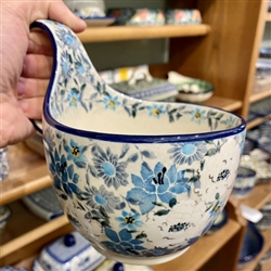 Polish Pottery 14 oz. Soup Bowl with Handle. Hand made in Poland. Pattern U4816 designed by Teresa Liana.