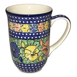 Polish Pottery 17 oz. Bistro Mug. Hand made in Poland. Pattern U417 designed by Maria Starzyk.