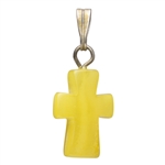 Baltic custard amber in the shape of a cross. Sizes and shades vary slightly.  Sterling silver bale  Size is approx. 75L x .4" W.