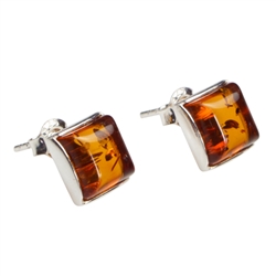 Gorgeous Baltic Amber square stud earrings framed in sterling silver. Size is approx .3" square.