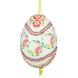 These beautifully designed and executed naturally speckled turkey eggs are hand made by our Polish folk artist from Torun, Poland. The technique used is called wax embossing which is similar to the batik method of decorating pisanki using several layers