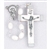 Polish Art Center - 18" White Oval Plastic Bead Rosary with Matching Color Crucifix Fine Quality Imported from Italy with Quadruple Link
