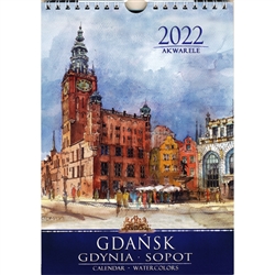 This beautiful small format spiral bound 12 month wall calendar features the works of Polish artist Katarzyna Tomala. 12 scenes from Gdansk-Gdynia-Sopot in watercolours.