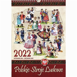 This beautiful large format spiral bound 14 month wall calendar features 14 folk costumes from around Poland.
