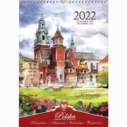 This beautiful large format spiral bound 14 month wall calendar features the works of Polish artist Katarzyna Tomala. 14 scenes from around the county in watercolours.