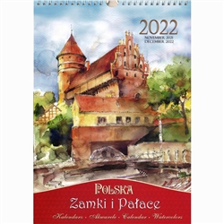 This beautiful large format spiral bound wall 14 month calendar features the works of Polish artist Katarzyna Tomala. 14 castles and palaces from around Poland in watercolours.