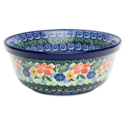 Polish Pottery 6" Cereal/Berry Bowl. Hand made in Poland. Pattern U2544 designed by Maria Starzyk.