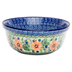 Polish Pottery 6" Cereal/Berry Bowl. Hand made in Poland. Pattern U2189 designed by Maria Starzyk.