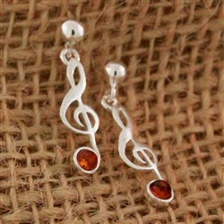 Beautiful sterling silver and amber earrings.  Size approx .75" L x .25" W.