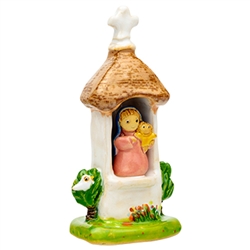 The Polish countryside is home to numerous wayside religious shrines.
Here is our artist's delightful rendition of one dedicated to Mary and Child. Hand made and painted by Polish folk artists Anna and Rajmund Kicman.