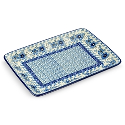 Polish Pottery 9" Serving Tray. Hand made in Poland. Pattern U4798 designed by Teresa Liana.