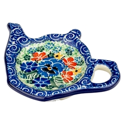 Polish Pottery 5" Tea Bag Plate. Hand made in Poland. Pattern U2512 designed by Maria Starzyk.