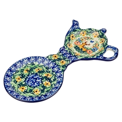 Polish Pottery Tea Bag and Cup Holder. Hand made in Poland. Pattern U2974 designed by Teresa Andrukiewicz.