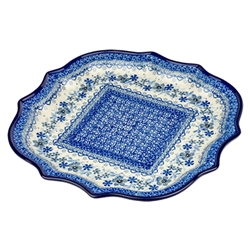 Polish Pottery 10.5" Fluted Luncheon Plate. Hand made in Poland. Pattern U4788 designed by Teresa Liana.