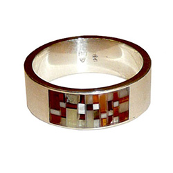 Polish Mosaic Unisex Amber Ring