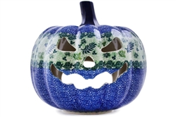 Polish Pottery 7" Pumpkin Jack-O'Lantern. Hand made in Poland and artist initialed.