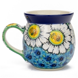 Polish Pottery 16 oz. Bubble Mug. Hand made in Poland. Pattern U4736 designed by Teresa Liana.