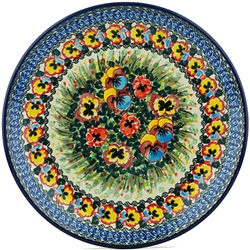 Polish Pottery 10.5" Dinner Plate. Hand made in Poland. Pattern U3644 designed by Lucyna Lenkiewicz.