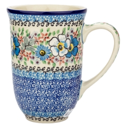 Polish Pottery 17 oz. Bistro Mug. Hand made in Poland. Pattern U4979 designed by Teresa Liana.