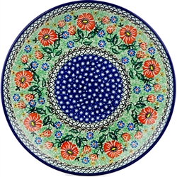Polish Pottery 10.5" Dinner Plate. Hand made in Poland. Pattern U2222 designed by Teresa Andrukiewicz.